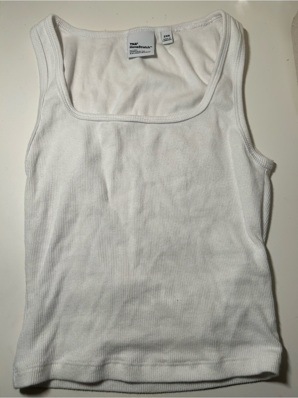 Aritzia White Ribbed Square-Neck Tank - Picture 2 of 3